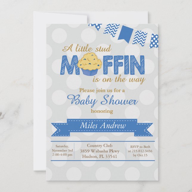 Stud Muffin Baby Shower Invitation (Front)