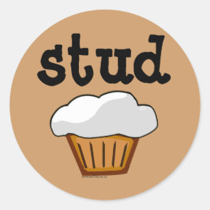 Stud Muffin, Cute Funny Baked Good Classic Round Sticker