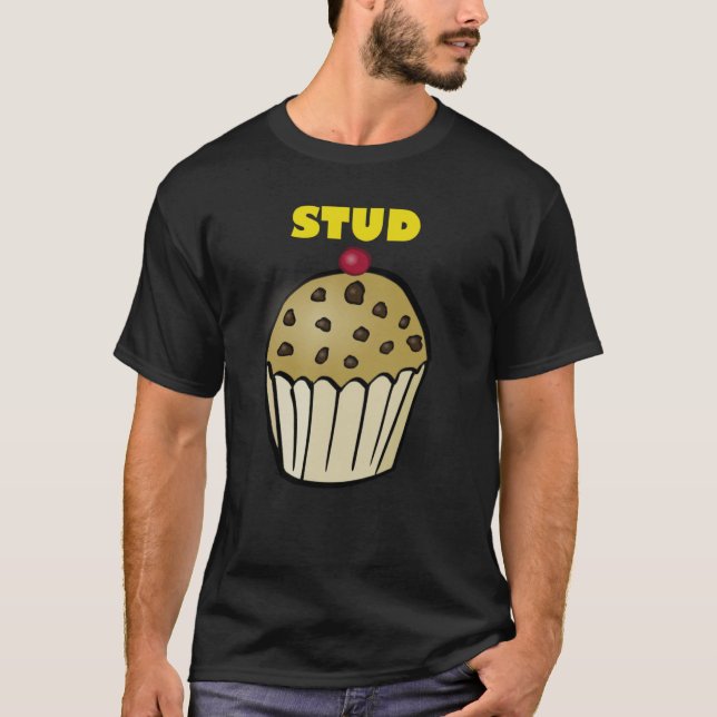 Stud Muffin Workout Exercise Fitness Humor Muscle T-Shirt (Front)