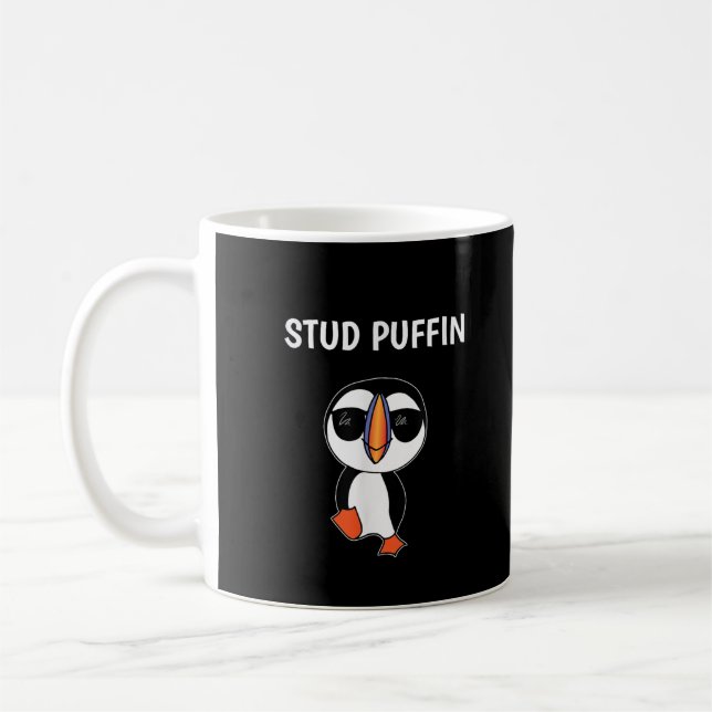 Stud Puffin Funny Bird Coffee Mug (Left)