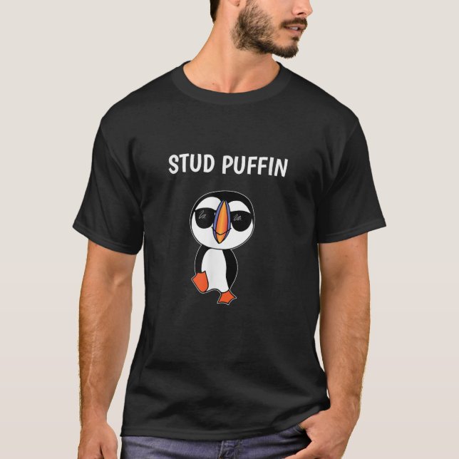 Stud Puffin Funny Bird T-Shirt (Front)