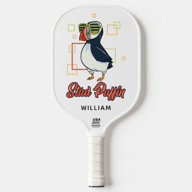 Stud Puffin Sea Bird Cute Gag Personalized Pickleball Paddle (Front)