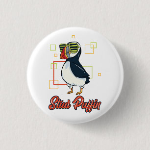Stud Puffin Sea Bird Illustration 1 Inch Round Button