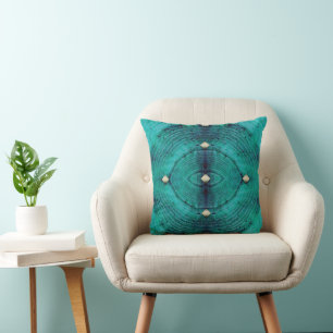 Studded Floor Pattern in Aqua Blues Throw Pillow