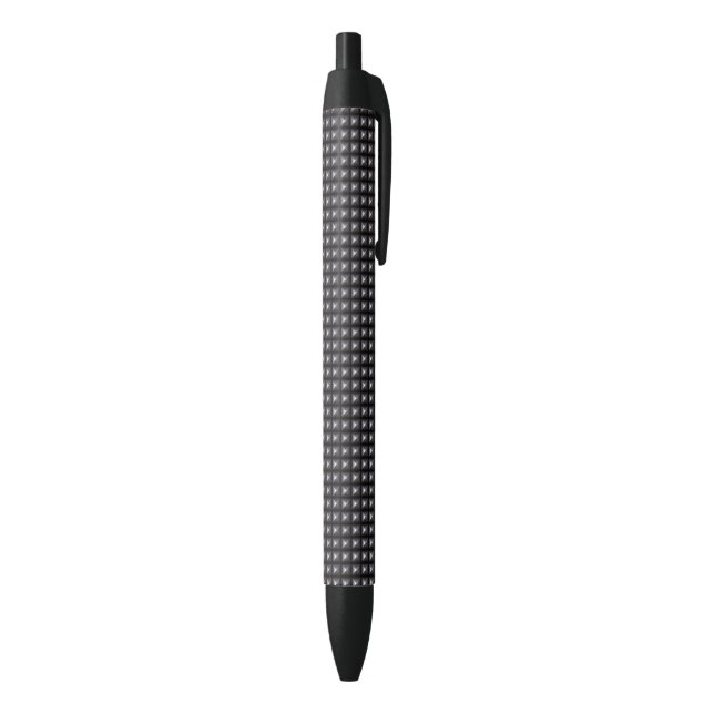Studded Steel Texture Black Ink Pen (Bottom (Vertical))