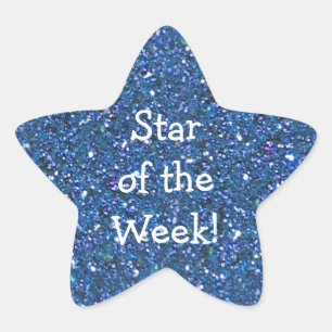 STUDENT BLUE (faux) GLITTER STAR-OF-WEEK STICKERS