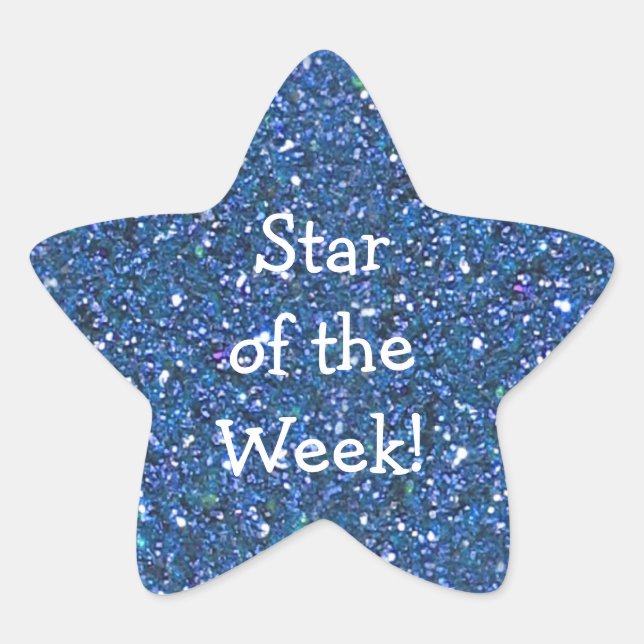 STUDENT BLUE (faux) GLITTER STAR-OF-WEEK STICKERS (Front)
