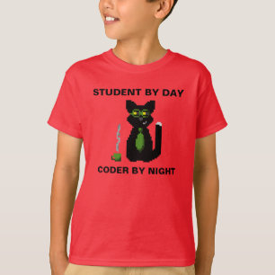 Student by Day - Coder by Night Cat Shirt