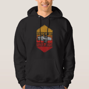 Student By Day Gamer By Night Meme For Gamers Funn Hoodie
