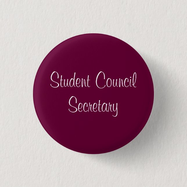 Student Council Secretary 1 Inch Round Button (Front)