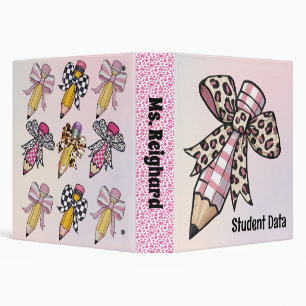 Student Data Coquette Pencil Personalized  Binder