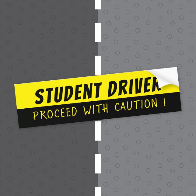 Student Driver Proceed with Caution Bumper Sticker (Yellow and black student driver bumper sticker - Warning to proceed with caution !)