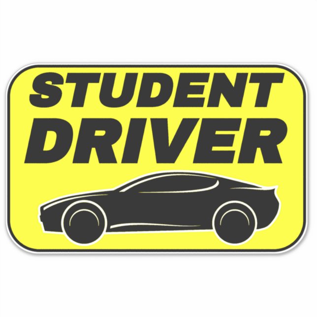 Student Driver Sign (Car Sticker) Modern Driving  (Front)