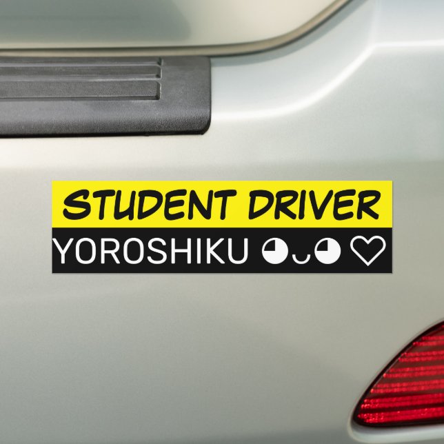 Student Driver Yoroshiku Custom Bumper Sticker (On Car)