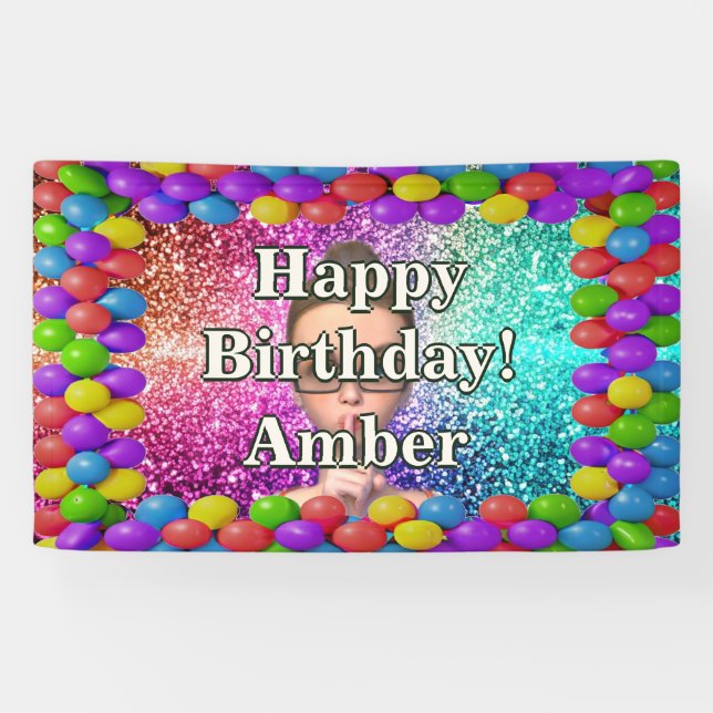 Student Girl Personalized character birthday Banner (Horizontal)