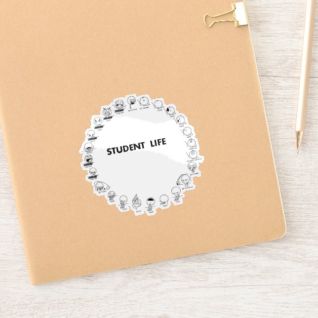 Student Life Custom-Cut Vinyl Sticker (Notebook)