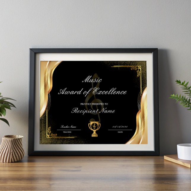 Student Music Award of Excellence Certificate (Student Music Award of Excellence Certificate)