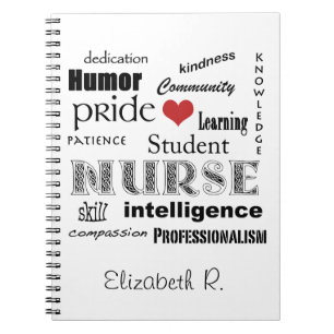 Student Nurse-Attributes+Heart/Personalize Name Notebook