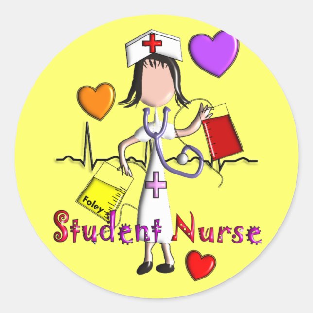 Student Nurse Gifts Embossed Style Graphics Classic Round Sticker (Front)