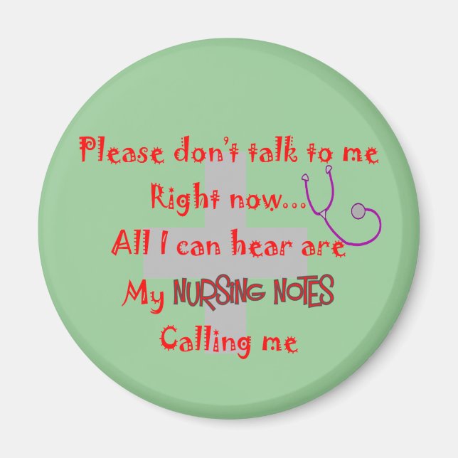 Student Nurse "Nursing Notes" Funny T-shirt Magnet (Front)