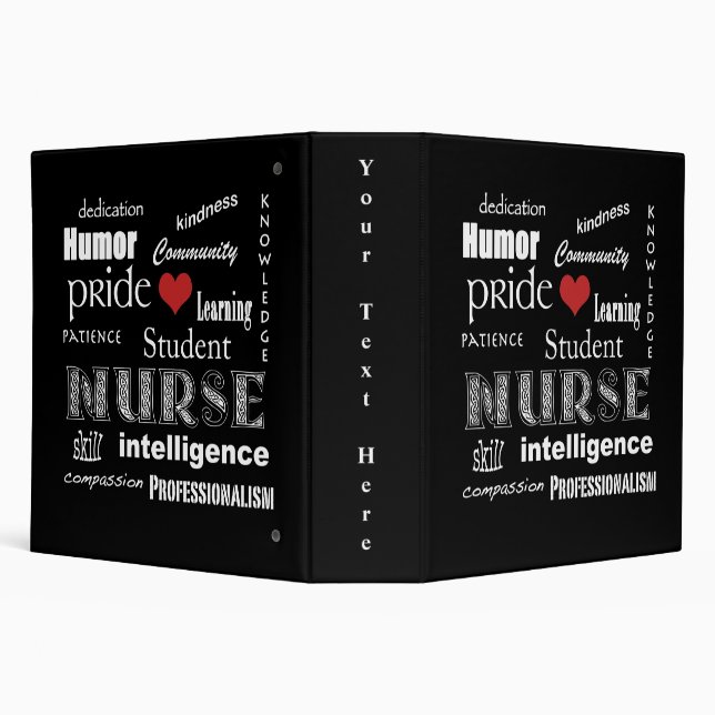 Student Nurse Pride-Attributes/Black+Red Heart Binder (Background)