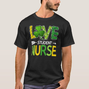Student Nurse St Patricks Day Love Stethoscope Rn  T-Shirt