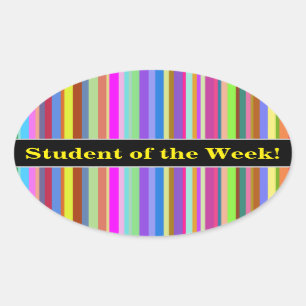 "Student of the Week!" + Stripes of Various Oval Sticker