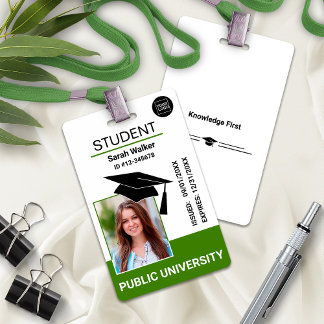 Student Photo ID School University Badge - Green