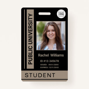 Student photo ID school university dark beige Badge
