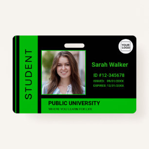 Student photo ID school university green Badge
