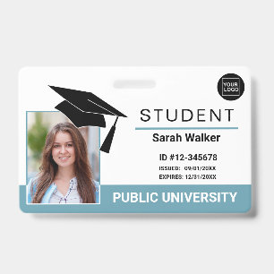 Student Photo ID School University Light Blue Badge