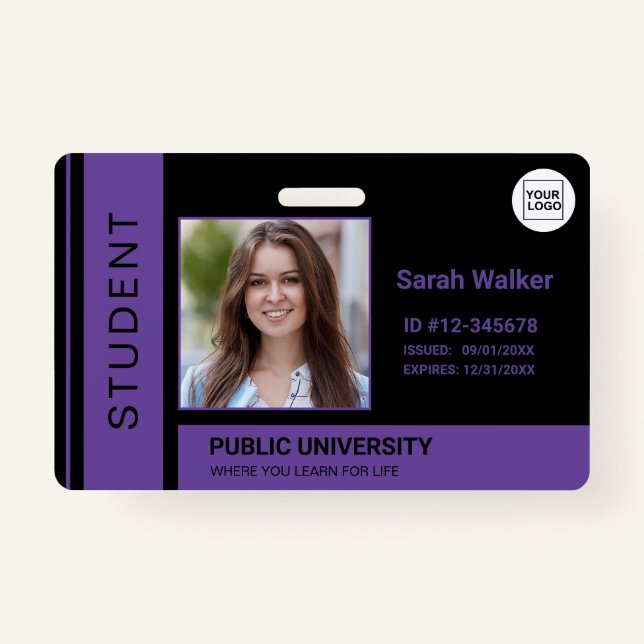 Student photo ID school university lilac Badge (Front)