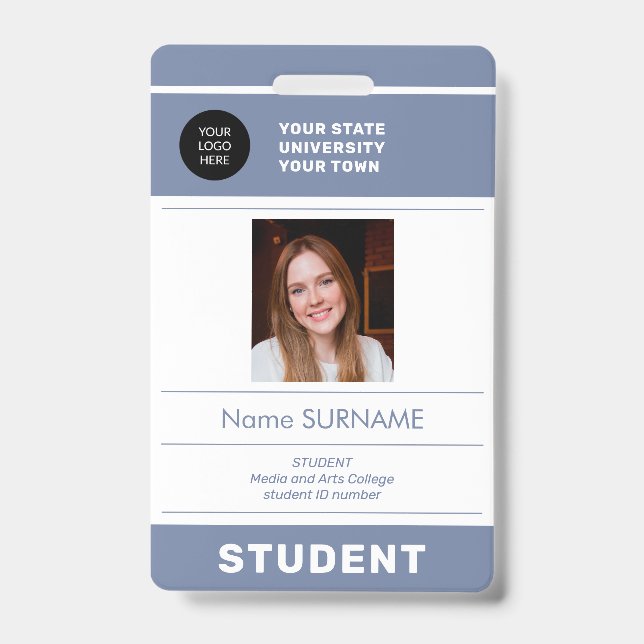 Student photo ID school university modern Badge (Front)