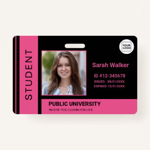 Student photo ID school university pink Badge