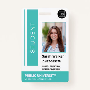 Student photo ID school university turquoise Badge