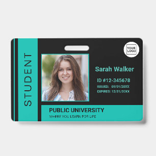 Student photo ID school university turquoise Badge