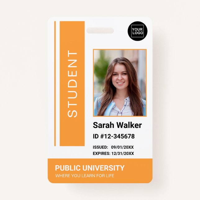 Student photo ID school university yellow Badge (Front)