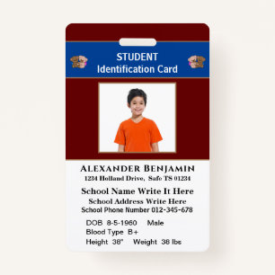 Student Photo School Id Identification Cards  Badg Badge