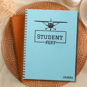 Student Pilot Cessna Airplane Blue Custom Name  Notebook