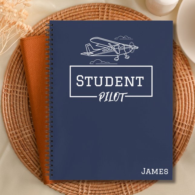 Student Pilot Cessna Airplane Clouds Custom Name  Notebook (Creator Uploaded)