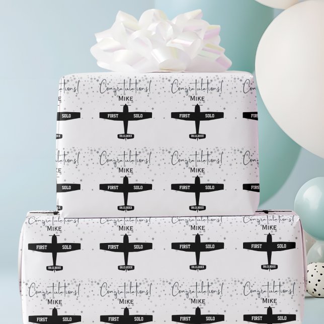 Student Pilot First Solo Airplane Aviation Custom Wrapping Paper (Creator Uploaded)