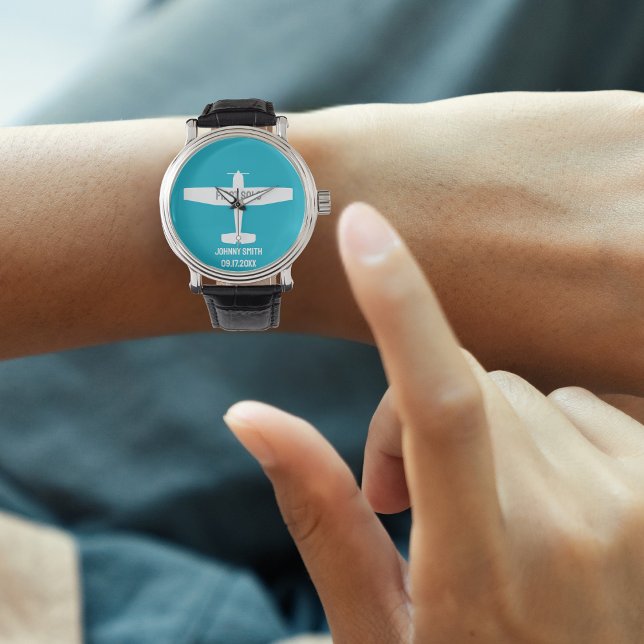 Student Pilot First Solo Airplane Blue Aviation Watch (Creator Uploaded)