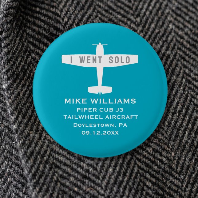 Student Pilot First Solo Airplane Blue Custom 1 Inch Round Button (Creator Uploaded)
