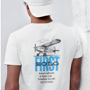 Student Pilot First Solo Airplane & Clouds Custom  T-Shirt