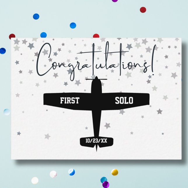 Student Pilot First Solo Airplane Congratulations Card (Creator Uploaded)