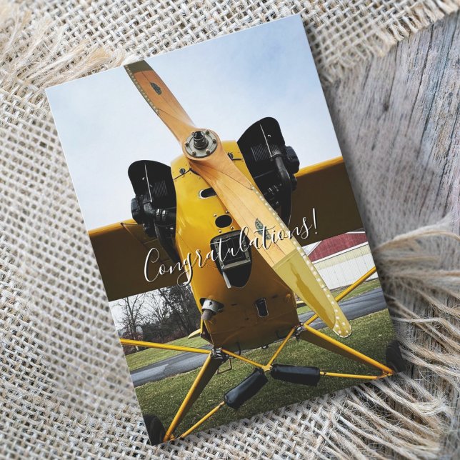Student Pilot First Solo Airplane Funny Congrats Card (front)