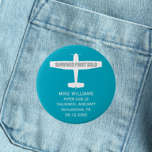 Student Pilot First Solo Airplane Funny Custom 2 Inch Round Button