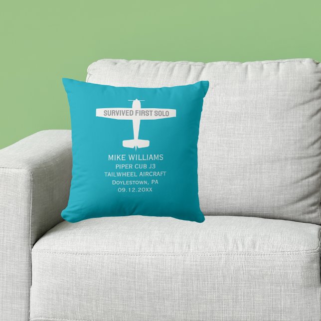 Student Pilot First Solo Airplane Funny Custom Throw Pillow (Creator Uploaded)