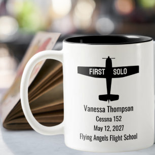 Student Pilot First Solo Airplane Personalized Two-Tone Coffee Mug