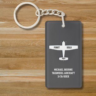 Student Pilot First Solo Airplane Photo Custom Keychain